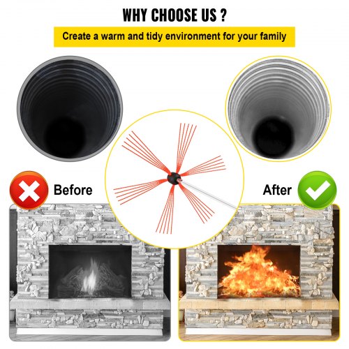 VEVOR Kit de Deshollinamiento Limpieza de Chimenea 39FT Sooteater Kit de Limpieza de ChimeneaEsta Herramienta Integral para Dividir Tuercas Es Perfecta para Varios Campos Como La Industria Mecánica