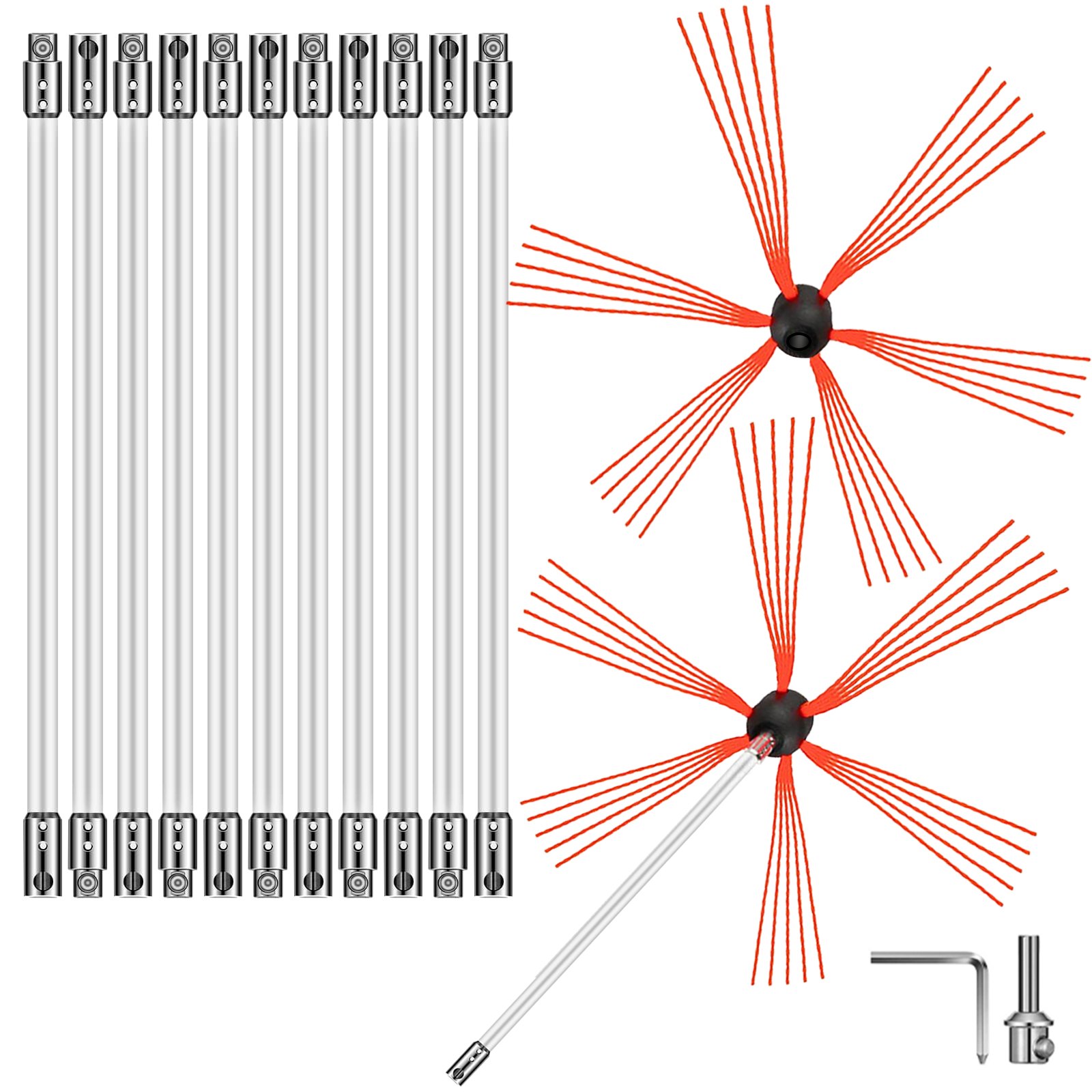 VEVOR Kit de Deshollinamiento Limpieza de Chimenea 11,9 m Sooteater Kit de Limpieza de Chimenea Esta Herramienta Integral para Dividir Tuercas Perfecta para Varios Campos Como La Industria Mecánica