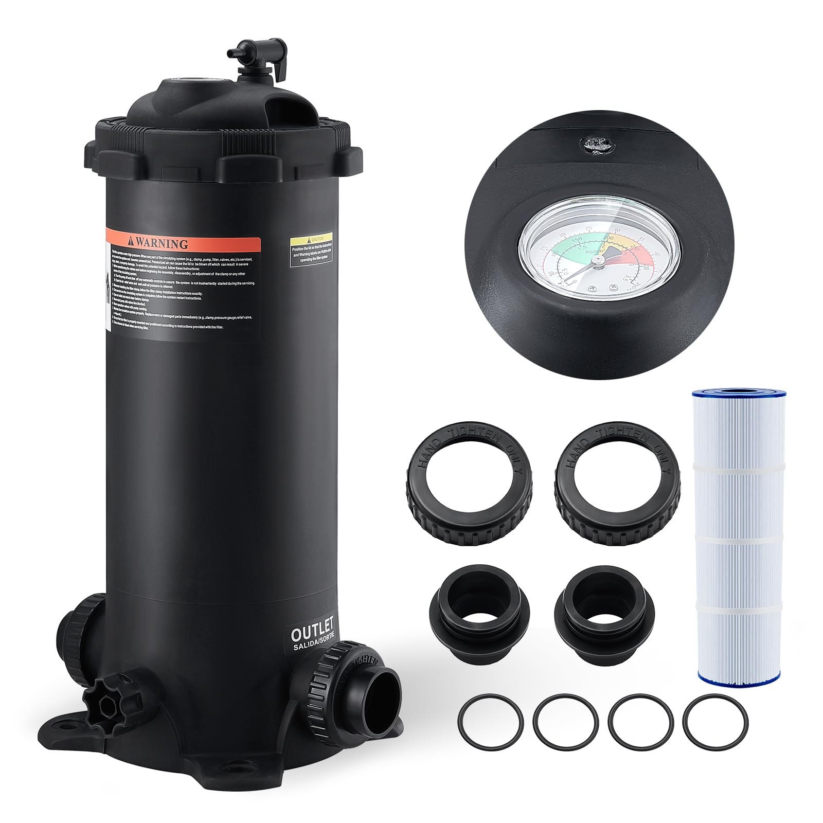 VEVOR Filtro de cartucho para piscina Filtración de piscina dentro/sobre el suelo 50 pies cuadrados