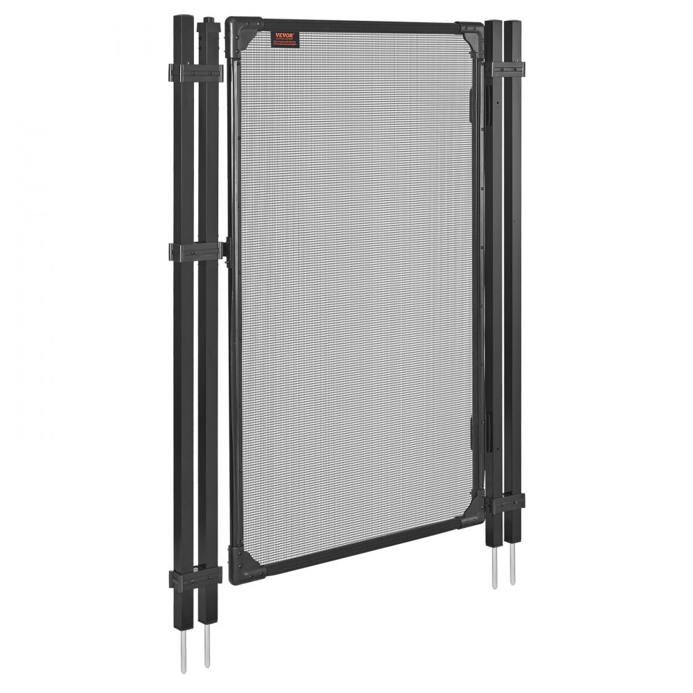 VEVOR Puerta de Seguridad para Piscina 1,2 x 0,75 m, Puerta de Malla Enterrada, Cerradura Automática, con Protectores de Esquinas Redondeados Estacas de Tierra, Multiusos para Jardín Mascota, Negro