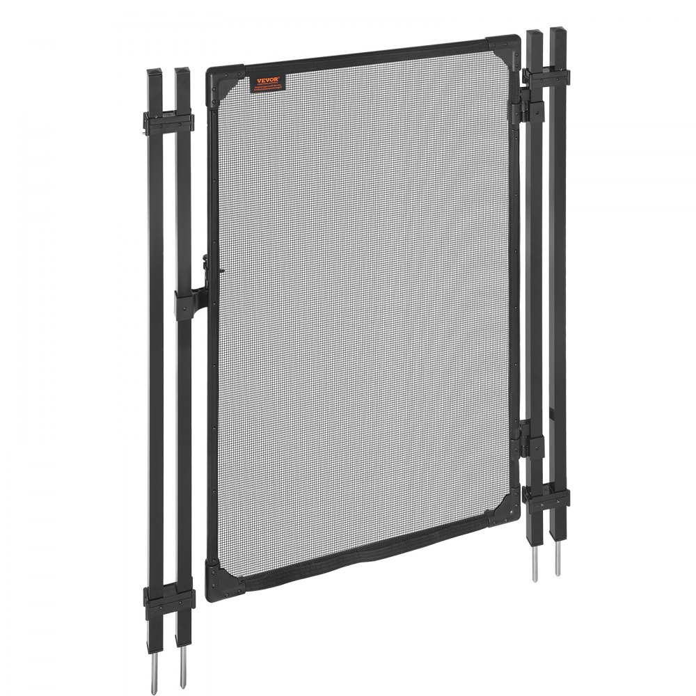 VEVOR Puerta de Seguridad para Piscina 1,2 x 0,75 m, Puerta de Malla Enterrada, con Cerradura de Pestillo Protectores de Esquinas Redondeados Estacas de Tierra de Acero Inoxidable, Malla de PVC, Negro