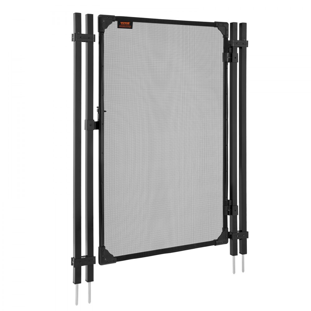 VEVOR Puerta de Seguridad para Piscina 1,2 x 0,75 m, Puerta de Malla Enterrada, con Cerradura de Pestillo Protectores de Esquinas Redondeados Estacas de Tierra de Acero Inoxidable, Malla de PVC, Negro