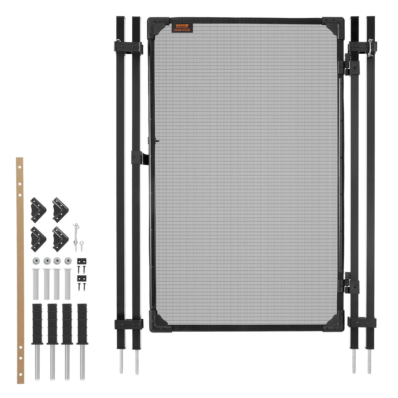 VEVOR Puerta de Seguridad para Piscina 1,2 x 0,75 m, Puerta de Malla Enterrada, con Cerradura de Pestillo Protectores de Esquinas Redondeados Estacas de Tierra de Acero Inoxidable, Malla de PVC, Negro