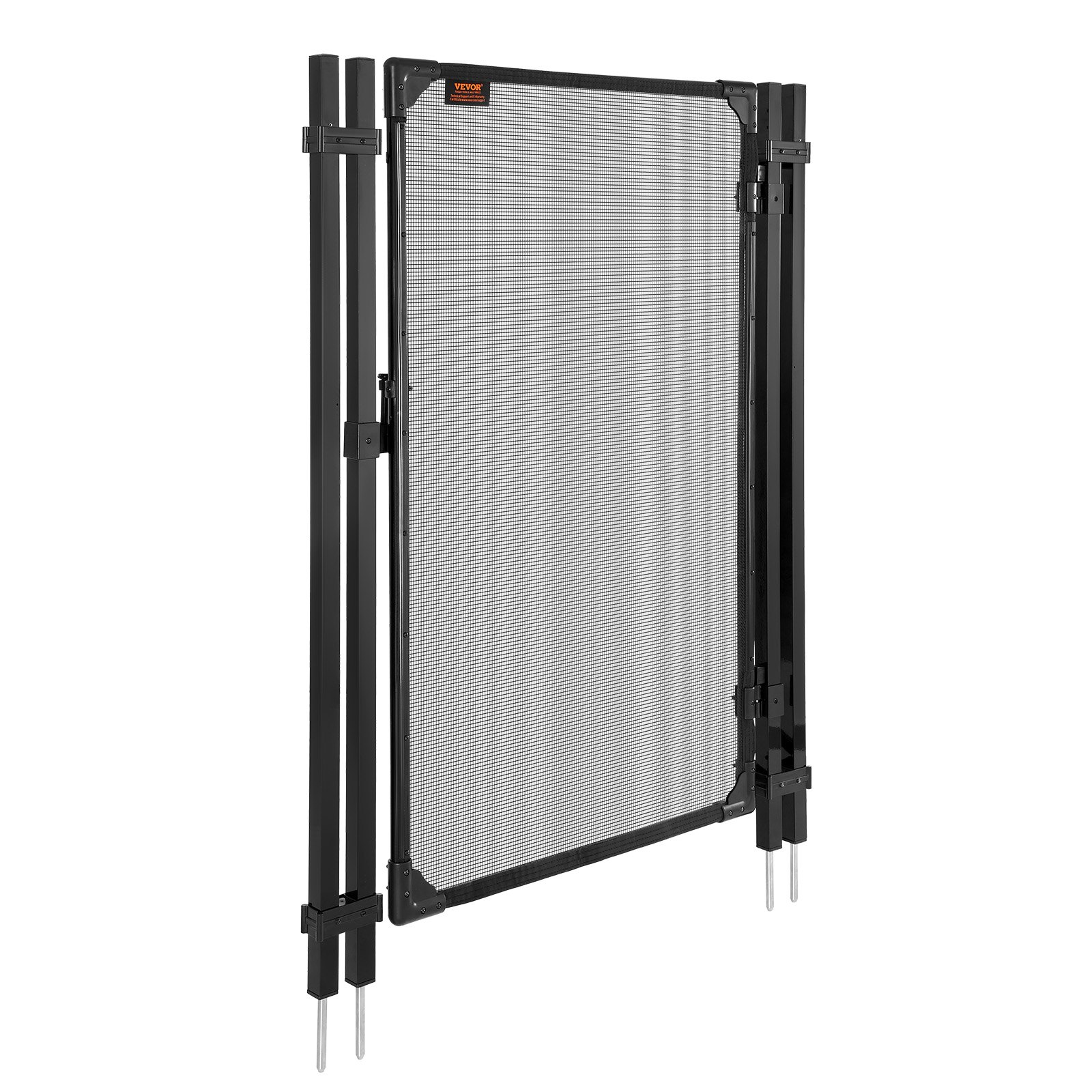 VEVOR Puerta de Seguridad para Piscina 1,2 x 0,75 m, Puerta de Malla Enterrada, con Cerradura de Pestillo Protectores de Esquinas Redondeados Estacas de Tierra de Acero Inoxidable, Malla de PVC, Negro
