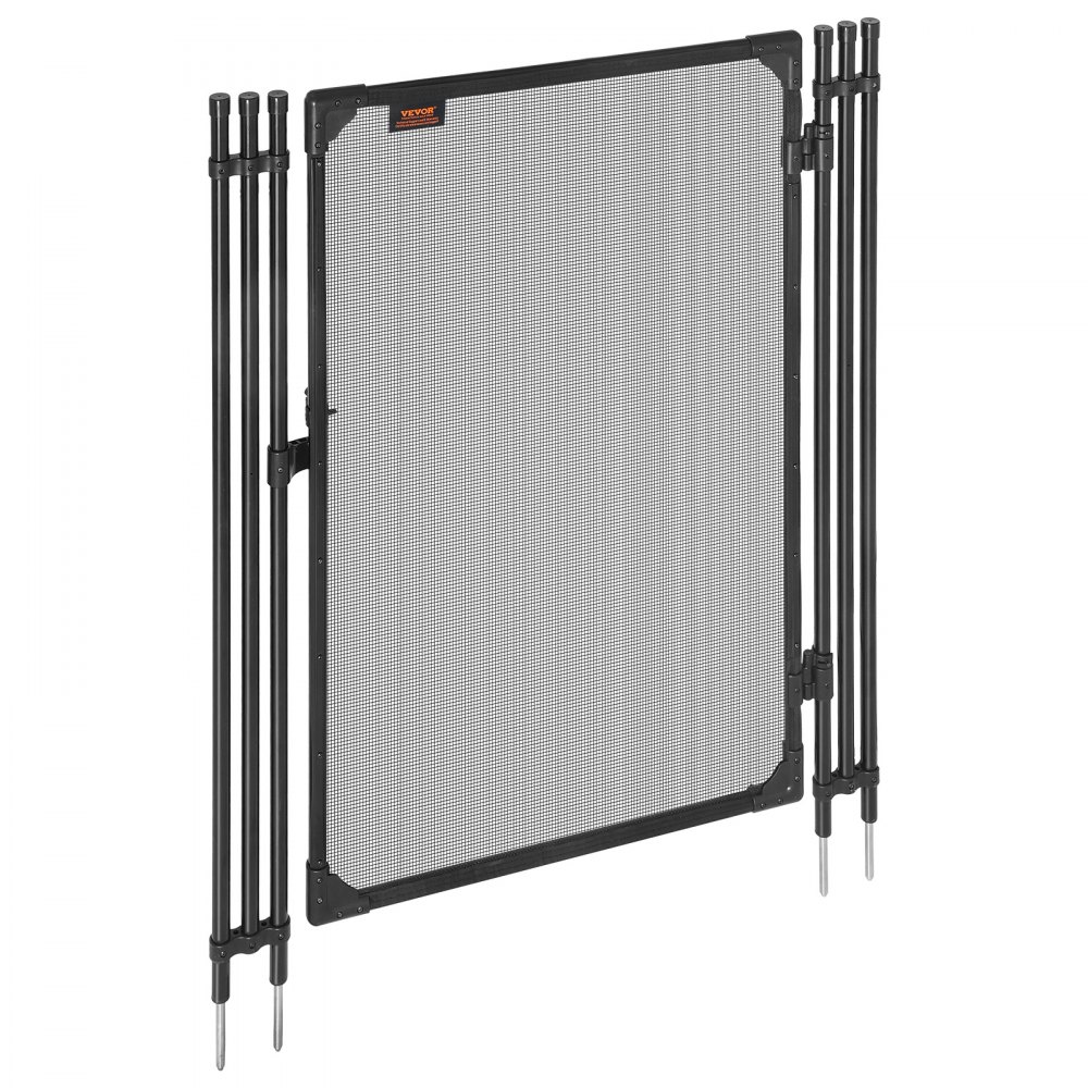 VEVOR Puerta de Seguridad para Piscina 1,2 x 0,75 m, Puerta de Malla Enterrada, con Cerradura de Pestillo Postes de Aluminio Estacas de Acero Inoxidable, Malla de PVC Resistente al Desgarro, Negro