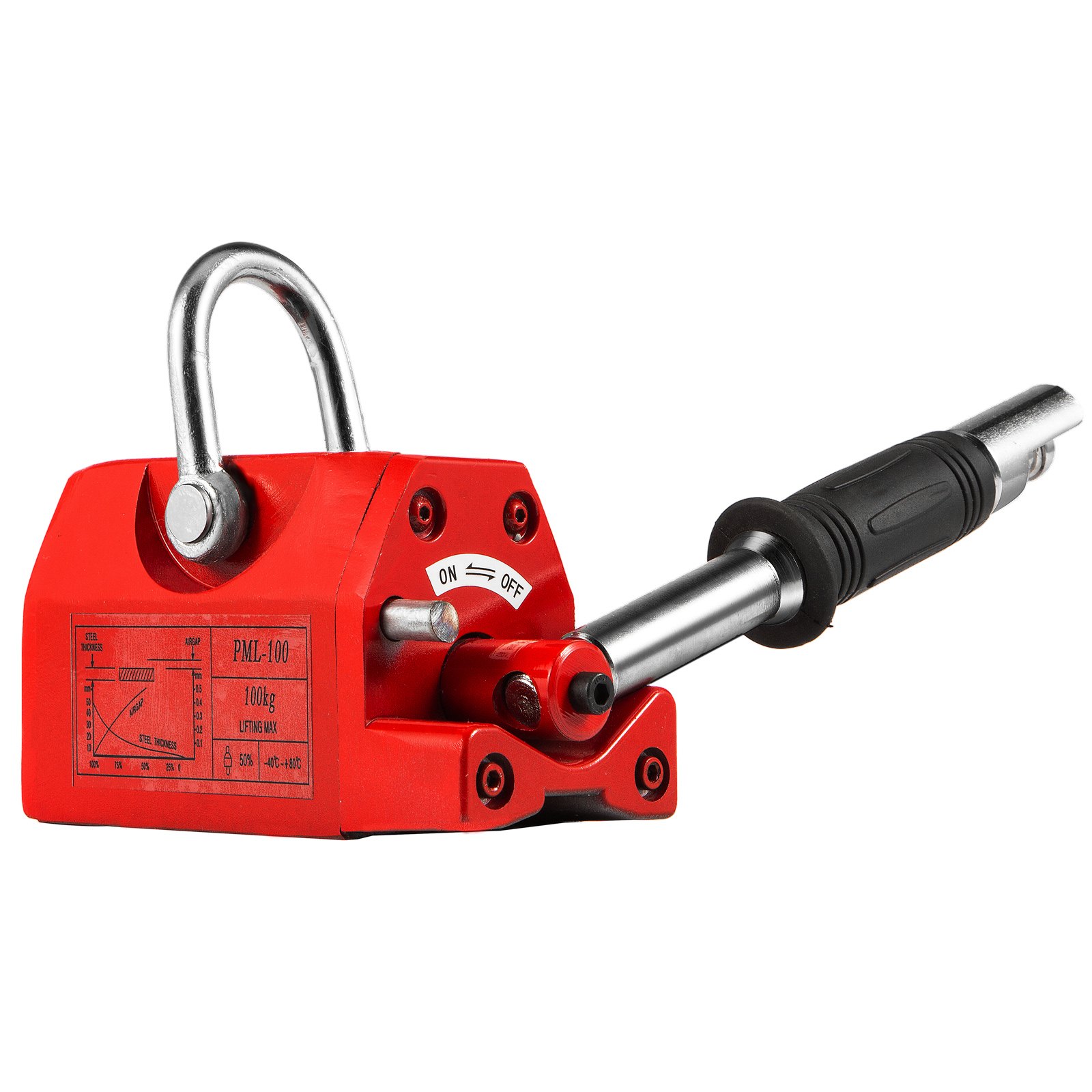VEVOR Elevador Magnético Permanente 100 kg Levantador Magnético de Acero Modelo PML-1 Dimensión de 135 x 67,5 x 76 mm Imán de Levantamiento Magnético Peso Neto de 2,8 kg para Levantar Láminas de Acero
