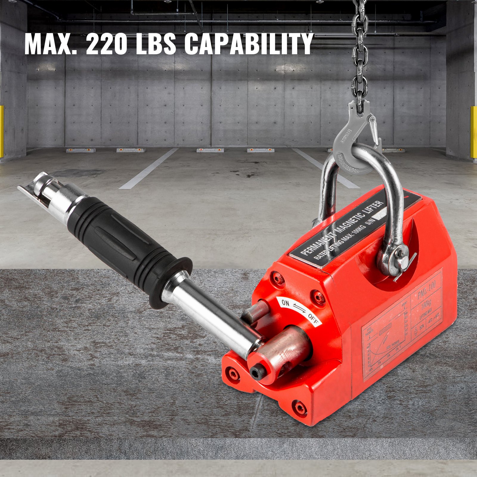 VEVOR Elevador Magnético Permanente 100 kg Levantador Magnético de Acero Modelo PML-1 Dimensión de 135 x 67,5 x 76 mm Imán de Levantamiento Magnético Peso Neto de 2,8 kg para Levantar Láminas de Acero