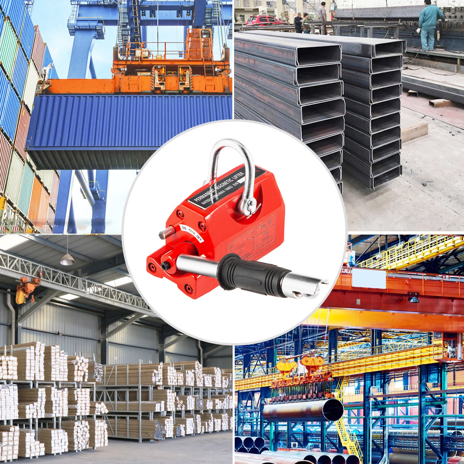 VEVOR Elevador Magnético Permanente 100 kg Levantador Magnético de Acero Modelo PML-1 Dimensión de 135 x 67,5 x 76 mm Imán de Levantamiento Magnético Peso Neto de 2,8 kg para Levantar Láminas de Acero