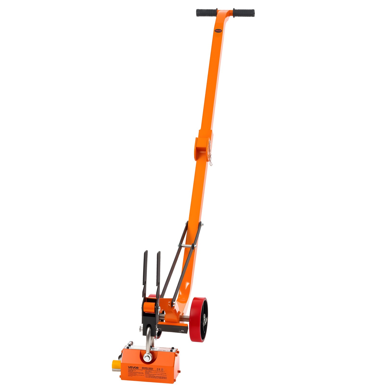 VEVOR Plataforma Elevadora Magnética, Fuerza de Tracción de 600 kg, Carro de Acero con Elevador Magnético de Alta Resistencia, 2 Ruedas y Asa Ajustable Para Levantar Tapas de Alcantarilla