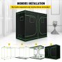 VEVOR Armario de Cultivo Interior 243,8 x 121,9 x 203,2 cm Carpa de Cultivo Hidropónico Mylar Oxford 600D Resistente al Agua y a la Luz Tienda de Cultivo para Planta y Vegetación en Interiores Negro