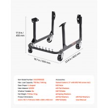 VEVOR Plataforma Elevadora de Acero para Motor Carga de 340 kg 4 Ruedas Forma U