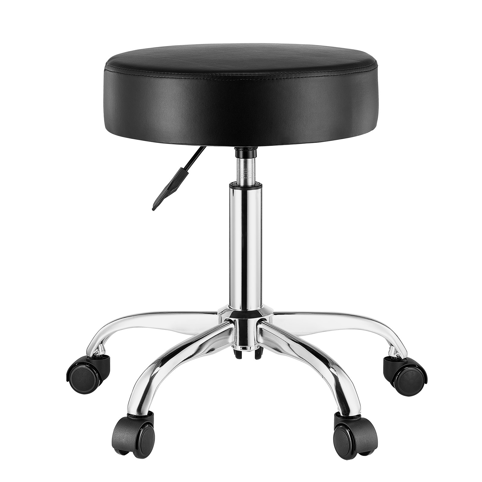 VEVOR Taburete Redondo Giratoria de Altura Ajustable de 55-71 cm, Carga de 204 kg, Taburete de Trabajo, Taburete Redondo Giratoria Ergonómica de Cuero de PU para Salón Spa Clínica de Masaje, Negro