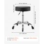 VEVOR Taburete Giratorio de Trabajo, Taburete con Ruedas, Capacidad de Carga de 226,8 kg, Altura Ajustable de 55-71 cm, Giro 360°, Asiento Ergonómico Acolchado, para Oficina Estudio Clínica Hogar