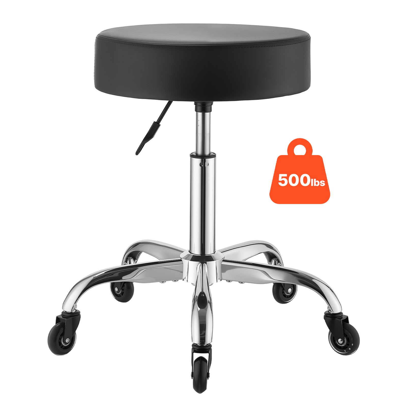 VEVOR Taburete Giratorio de Trabajo, Taburete con Ruedas, Capacidad de Carga de 226,8 kg, Altura Ajustable de 55-71 cm, Giro 360°, Asiento Ergonómico Acolchado, para Oficina Estudio Clínica Hogar