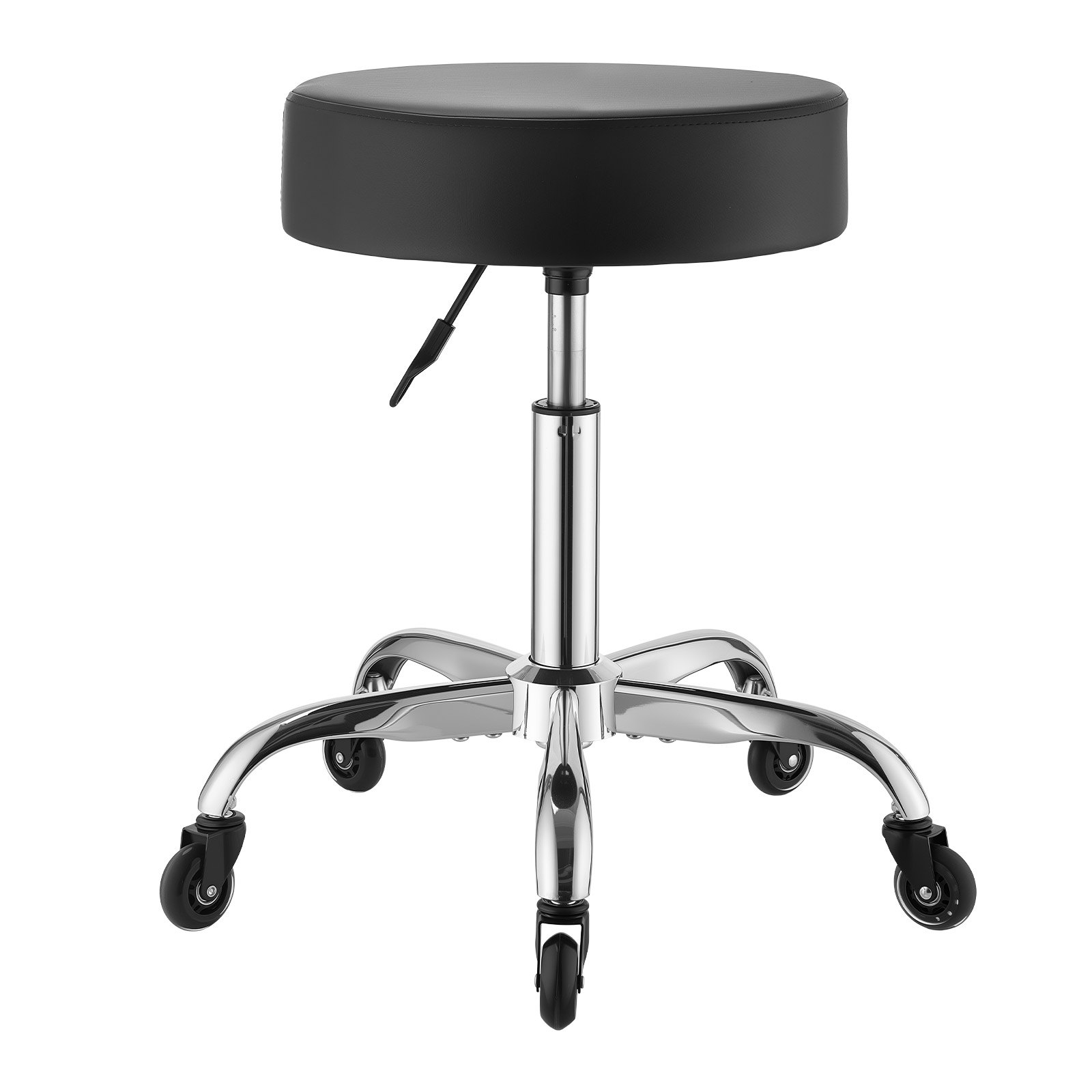 VEVOR Taburete Giratorio de Trabajo, Taburete con Ruedas, Capacidad de Carga de 226,8 kg, Altura Ajustable de 55-71 cm, Giro 360°, Asiento Ergonómico Acolchado, para Oficina Estudio Clínica Hogar