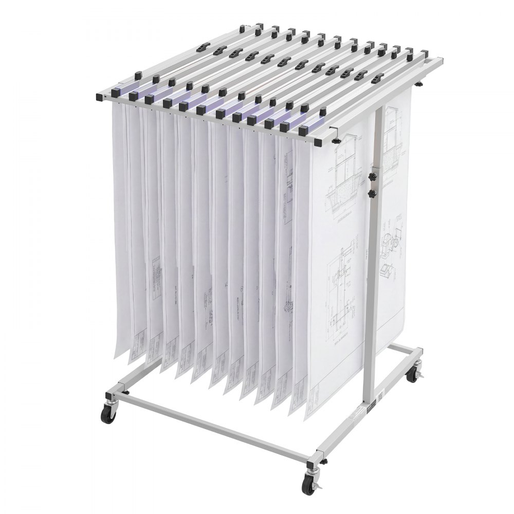 VEVOR Soporte de Almacenamiento para Planos, Estante Colgante para Blueprints, sin Abrazaderas, Móvil con Ruedas, Organizador para Mapas Carteles Archivos, para Ingeniería Construcción Oficina Hogar