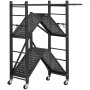 VEVOR Estante de Almacenamiento Plegable de 3 Niveles con Ruedas 71 x 33 x 91 cm Estantería Metálica Móvil Resistente, sin Necesidad de Ensamblaje, Organizador para Garaje, Cocina, Sótano, Negro
