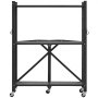 VEVOR Estante de Almacenamiento Plegable de 3 Niveles con Ruedas 71 x 33 x 91 cm Estantería Metálica Móvil Resistente, sin Necesidad de Ensamblaje, Organizador para Garaje, Cocina, Sótano, Negro
