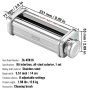 VEVOR Rodillo para Pasta para Batidora Accesorio para Pasta de Acero Inoxidable para Batidora de Pie Antiadherente 8 Ajustes de Espesor 0,3-2 mm Ancho Personalizado 14 mm para Tagliatelle Ramen