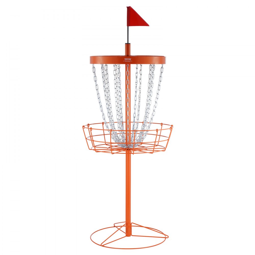 VEVOR Canasta de Golf con Disco de 24 Cadenas Objetivo de Golf con Disco de Acero Portátil Canasta de Golf con Disco con 6 Discos Equipo de Entrenamiento Profesional para Interior y Exterior, Naranja