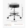 VEVOR Taburete Giratorio de Trabajo, Taburete con Ruedas y Reposapiés, Capacidad de Carga de 226,8 kg, Altura Ajustable, Asiento Ergonómico Acolchado y Tapizado, para Oficina Clínica Peluquería, Negro