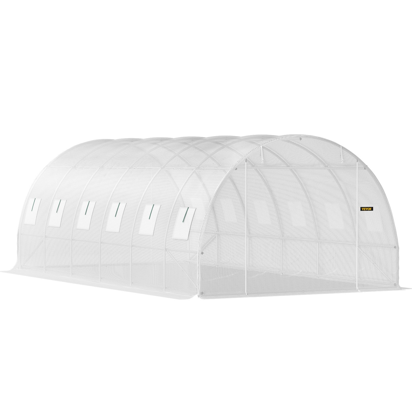 VEVOR Invernadero de Túnel 6,1 x 3 x 2,1 m Invernadero de Jardín Tipo Túnel con 12 Ventanas y 2 Puertas Marco de Acero Invernadero Caseta de Jardín Huerto Blanco para Cultivo de Plantas Flores Verdura