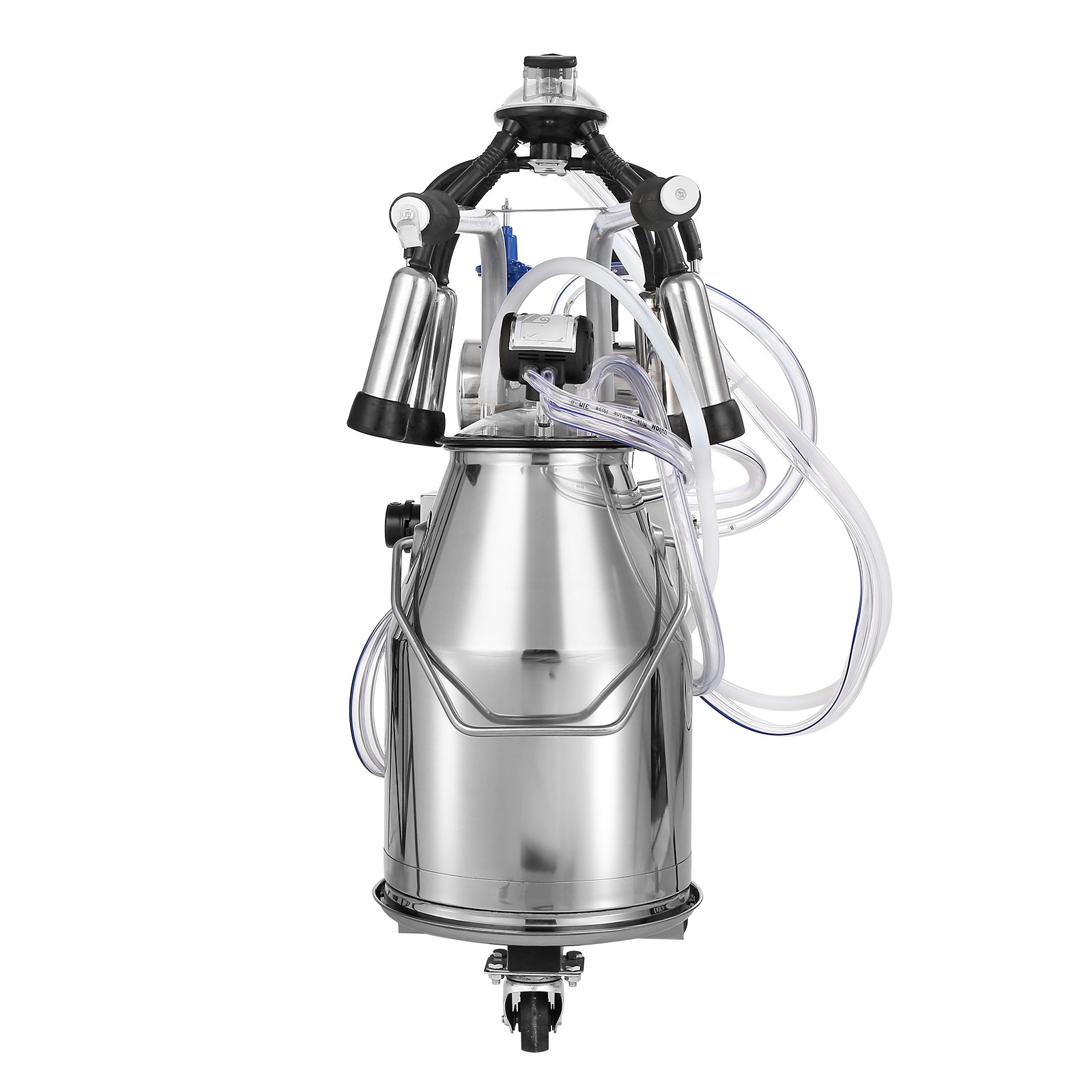 VEVOR Ordeñadora Eléctrica para Vacas Cubo de Acero Inoxidable 25 L Ordeñadora al Vacío con Pulsación Automática Ordeñadora Portátil con Tazas Tubos de Silicona de Grado Alimenticio Presión Ajustable