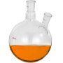VEVOR Matraz de Fondo Redondo con 2 Cuellos, 2 L Frasco de Fondo de Vidrio, 24 / 40 de Juntas Cónicas Estándar Matraz Laboratorio, Matraz Borosilicato Lab Flask de Altura de 24,5 cm y Diámetro 16,5 cm