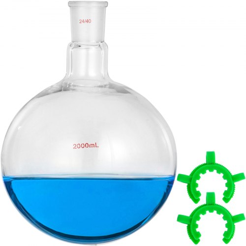 Vevor Frasco De Fondo Redondo Con Receptor Matraz De Reacción Con 1 Cuello 2 L