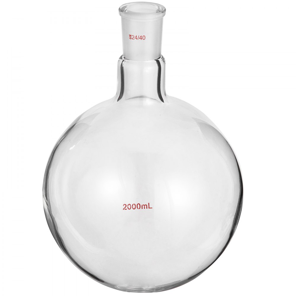 Vevor Frasco De Fondo Redondo Con Receptor Matraz De Reacción Con 1 Cuello 2 L
