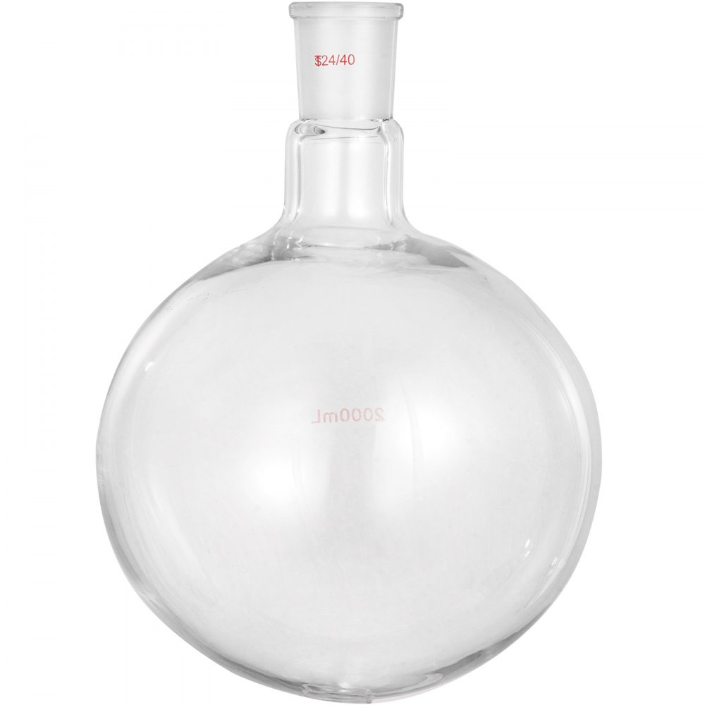 Vevor Frasco De Fondo Redondo Con Receptor Matraz De Reacción Con 1 Cuello 2 L
