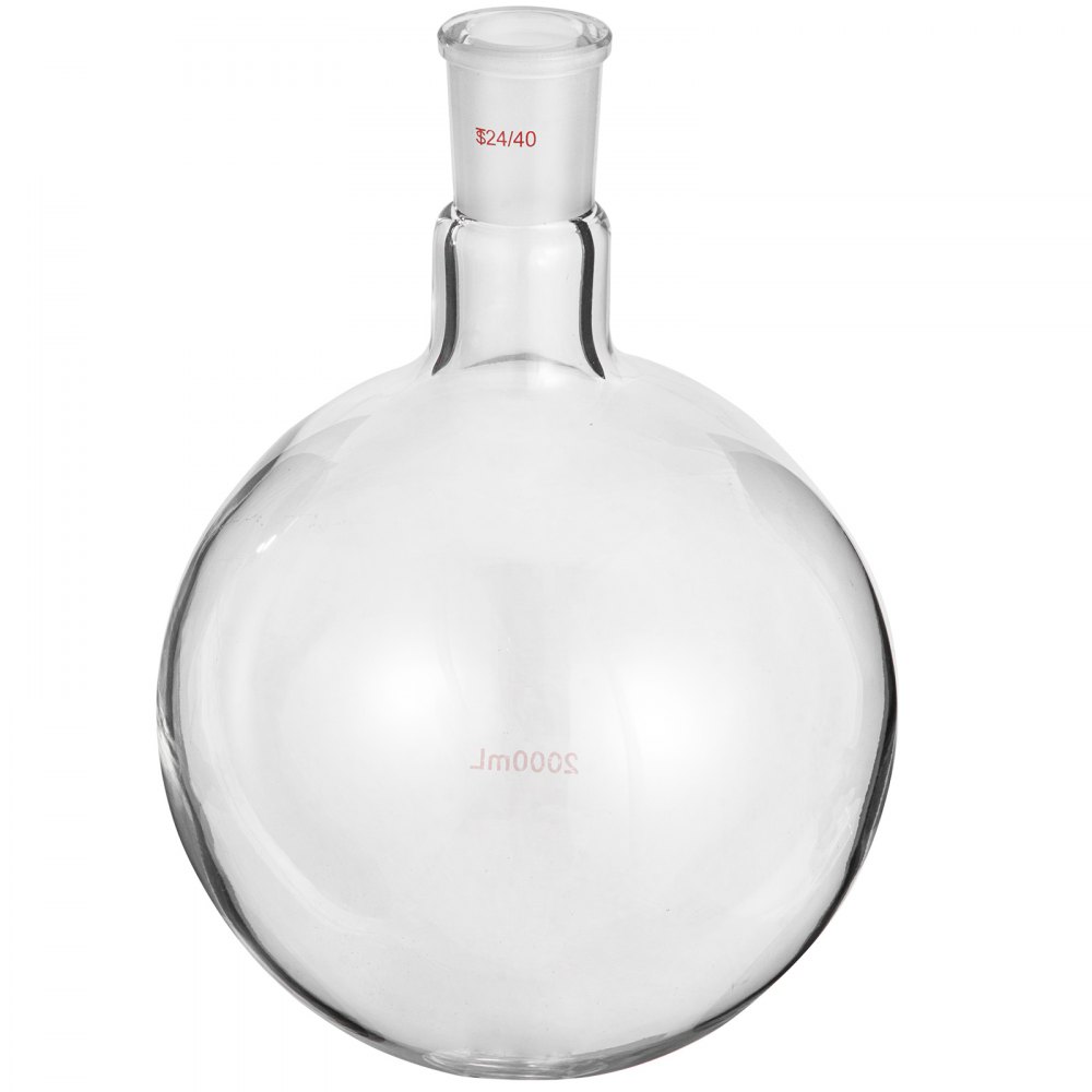 Vevor Frasco De Fondo Redondo Con Receptor Matraz De Reacción Con 1 Cuello 2 L