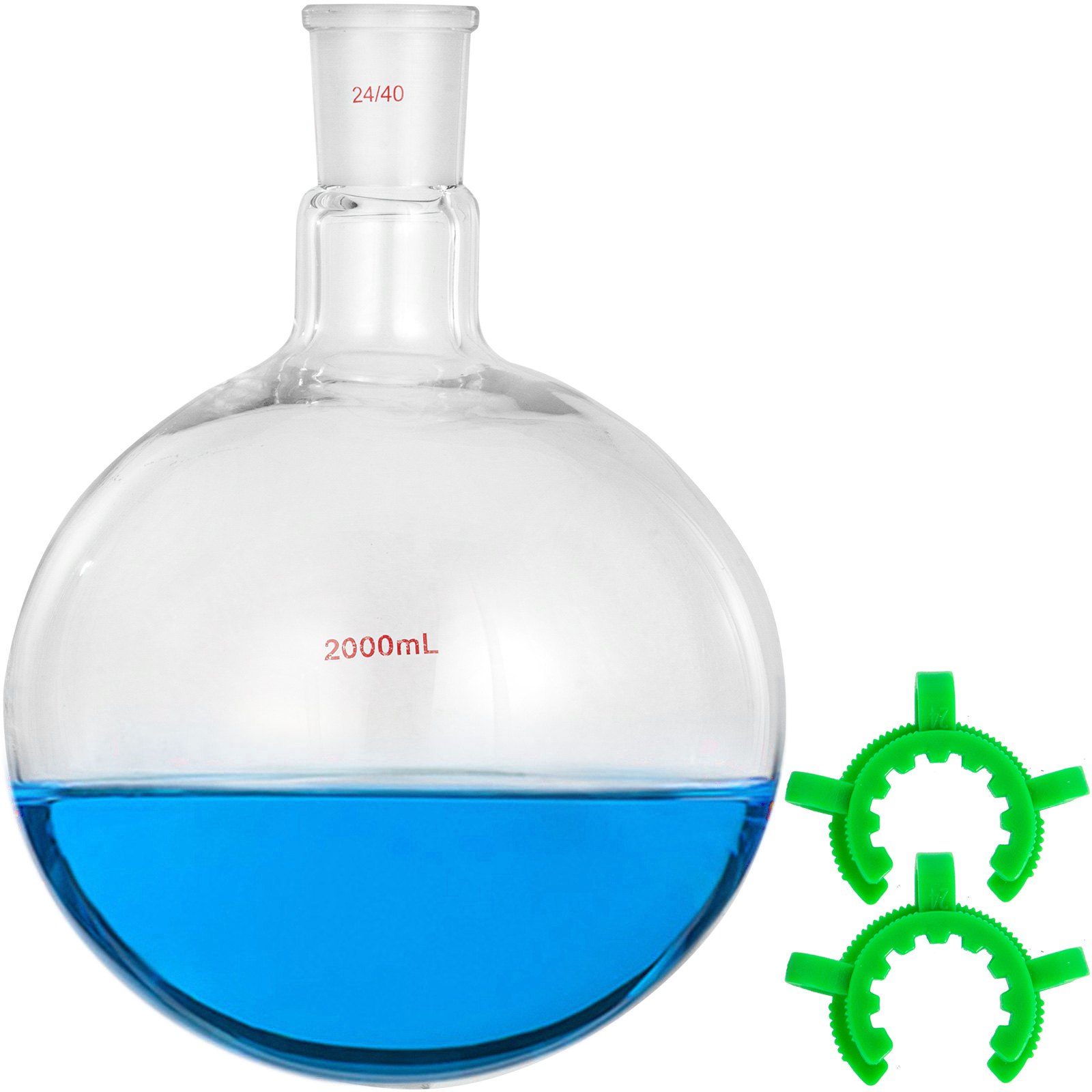 Vevor Frasco De Fondo Redondo Con Receptor Matraz De Reacción Con 1 Cuello 2 L