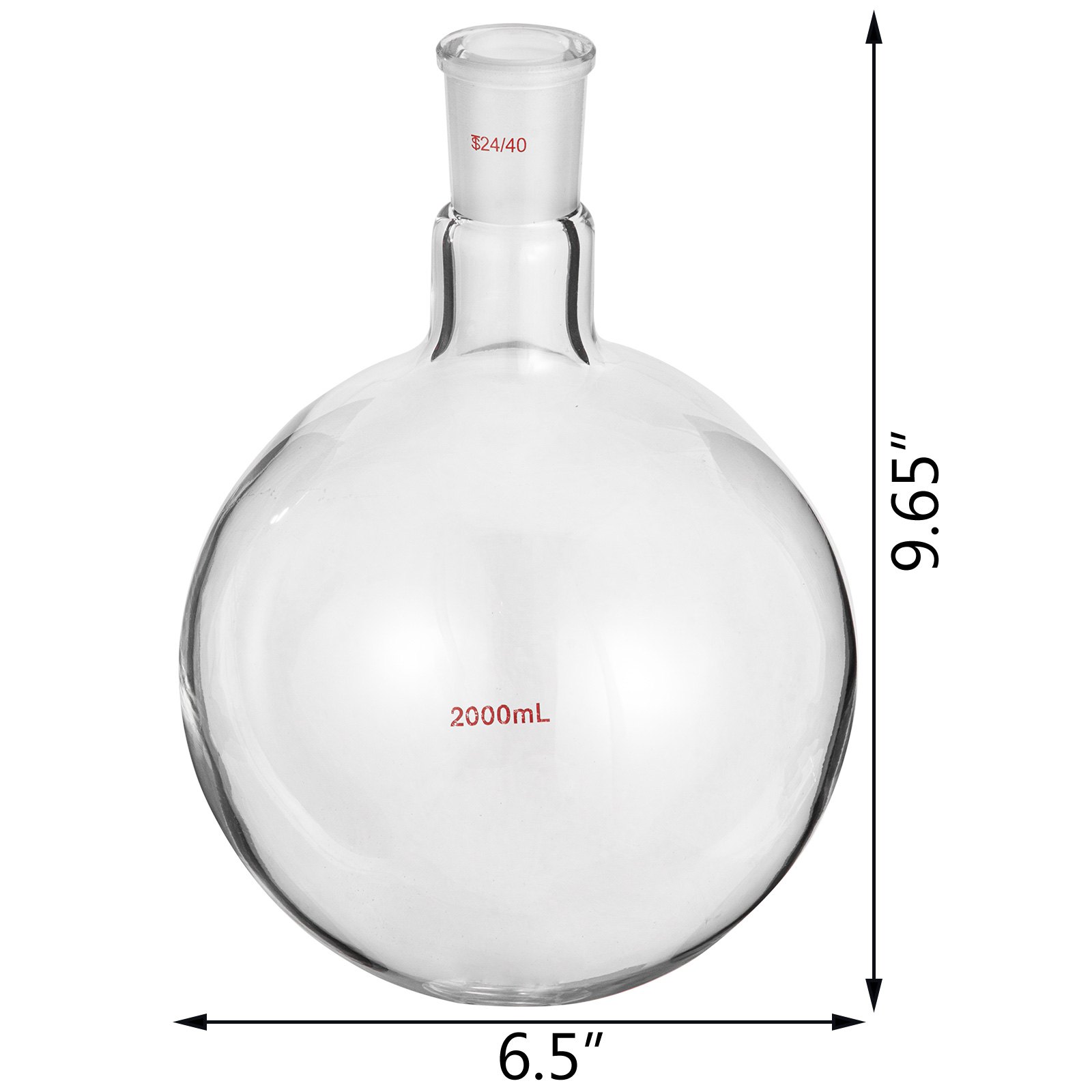 Vevor Frasco De Fondo Redondo Con Receptor Matraz De Reacción Con 1 Cuello 2 L