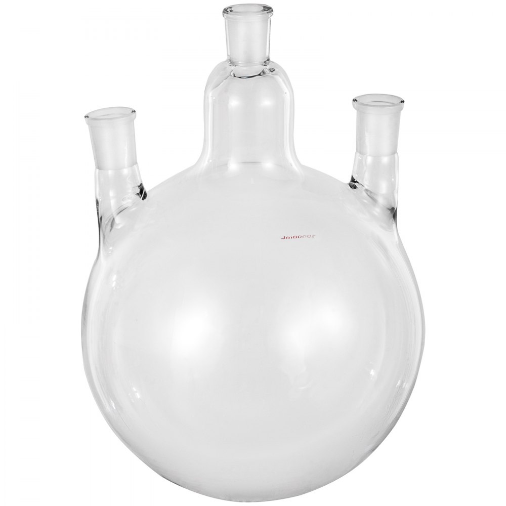 Vevor Matraz De Fondo Redondo 3 Cuellos Frasco De Fondo De Vidrio 10 L 27,5 Cm