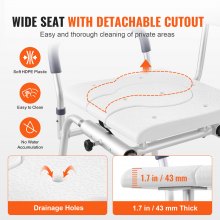 VEVOR Banco de Ducha Asiento Extraíble Respaldo Reversible 1050 x 565 x 1020 mm