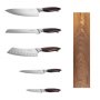 VEVOR Juego de Cuchillos de 6 uds, con Soporte Magnético, Acero Inoxidable de Alto Carbono, Resistente a Roturas, con Aspecto de Nogal, para Cortar, Picar y Pelar sin Esfuerzo, 342 x 52 x 208 mm