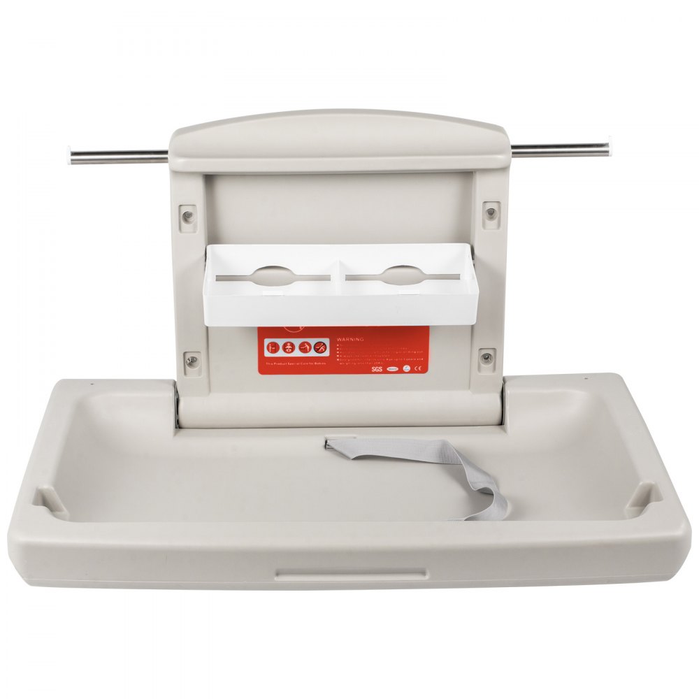 VEVOR Cambiador Bebe Pared Cambiador Bebe Plegable Pared 33,5x22,4x18,5 " Cambiadores de Pared Cambiador de Pañales de Pared Horizontal Gris Cambiador de Pared HDPE, para Baños Públicos o Privados