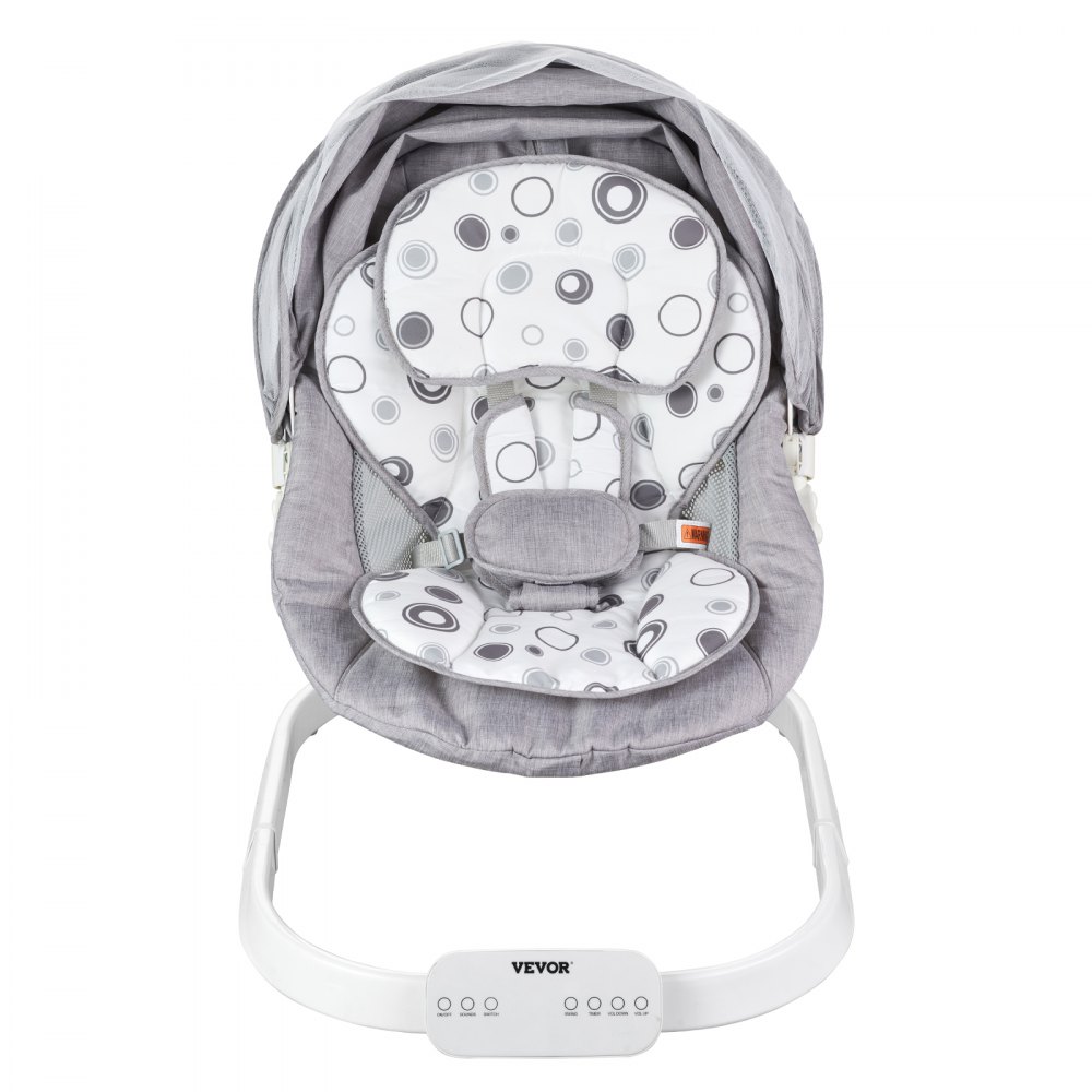 VEVOR Balancín para Bebés con 3 Velocidades y 3 Posiciones de Asiento, Panel Táctil IMD, Control Remoto, Bluetooth y 10 Canciones de Cuna Preestablecidas, Niños de 0 a 9 Meses, 730 x 540 x 400-630 mm