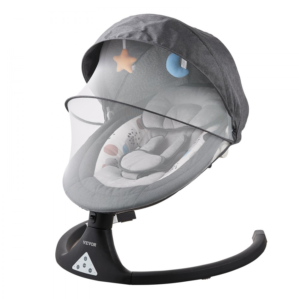 VEVOR Baby Swing, 5-Speed Baby Bouncer with 3 Seating Positions, Portable Baby Swing with PVC Touch Panel, Remote Control, Bluetooth, 10 Songs & Mosquito Net for Newborns from 0-9 Months/0-9kg