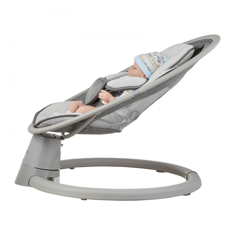 VEVOR Columpio para Bebés 5 Velocidades con Control Remoto, Panel Táctil, Bluetooth, 10 Canciones de Cuna Preestablecidas y Arnés de Seguridad de 5 Puntos para 0 a 9 Meses, 690 x 610 x 520 mm