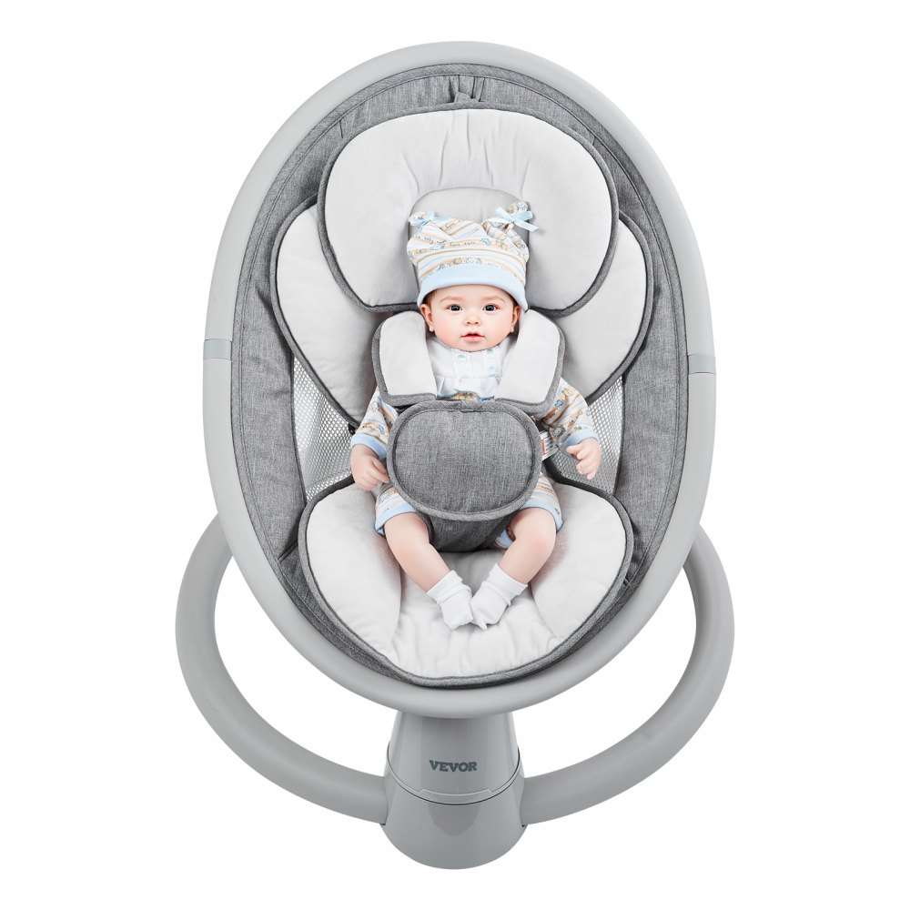 VEVOR Baby Swing, 5-Speed Baby Bouncer, Portable Baby Swing with Remote Control, Touch Panel, Bluetooth Music, 10 Songs & 5-Point Safety Harness for Children Aged 0-9 Months up to 9 kg