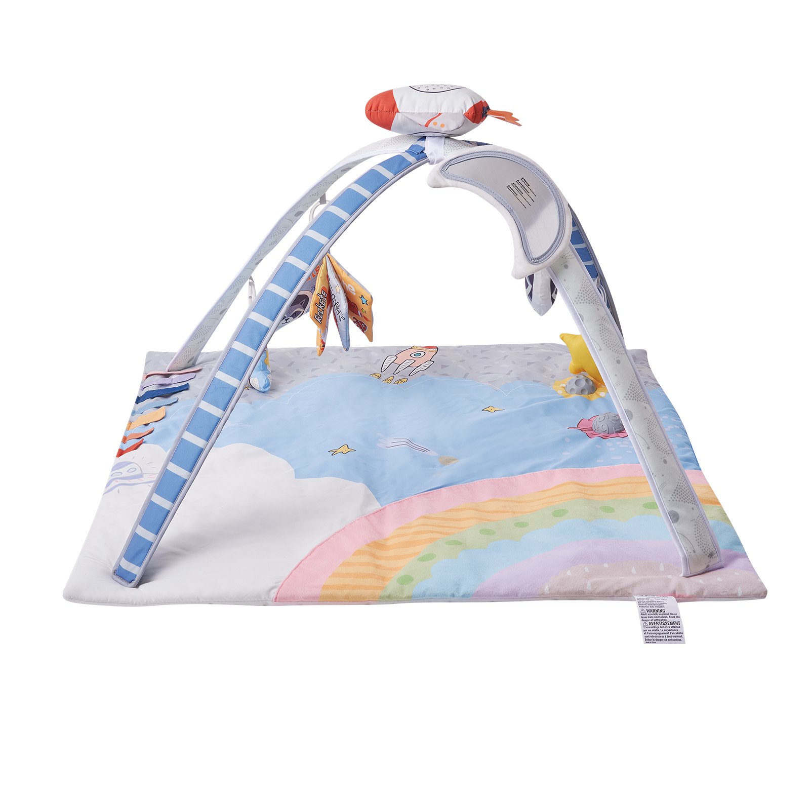 VEVOR Play Mat 89x89x48cm, Activity Mat with 6 Sensory Toys, Light-Up Musical Rocket Toy, for Children Aged 0-18 Months, for the Development of Sensory & Motor Skills