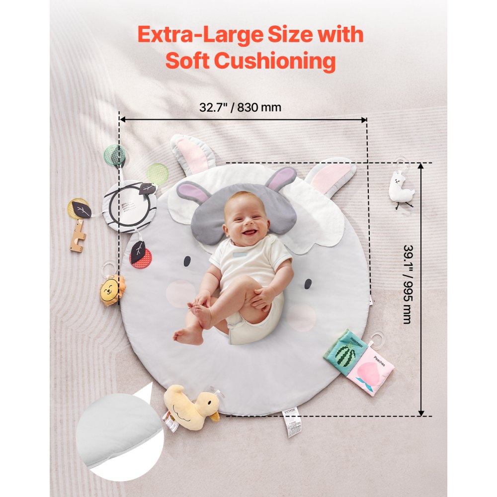 VEVOR Alfombra de Juegos para Bebés 0 a 18 Meses, para Tiempo Boca Abajo con 5 Juguetes Sensoriales, Regalo Esencial para el Desarrollo de Habilidades Sensoriales y Motoras, 995 x 830 x 550 mm