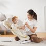 VEVOR Hamaca Plegable Portátil para Bebés de 0 a 9 Meses, con 2 Ángulos Reclinables y Barra de Juguetes Giratoria, con Bolsa de Transporte para Interiores y Exteriores, Beige, 685 x 410 x 600 mm