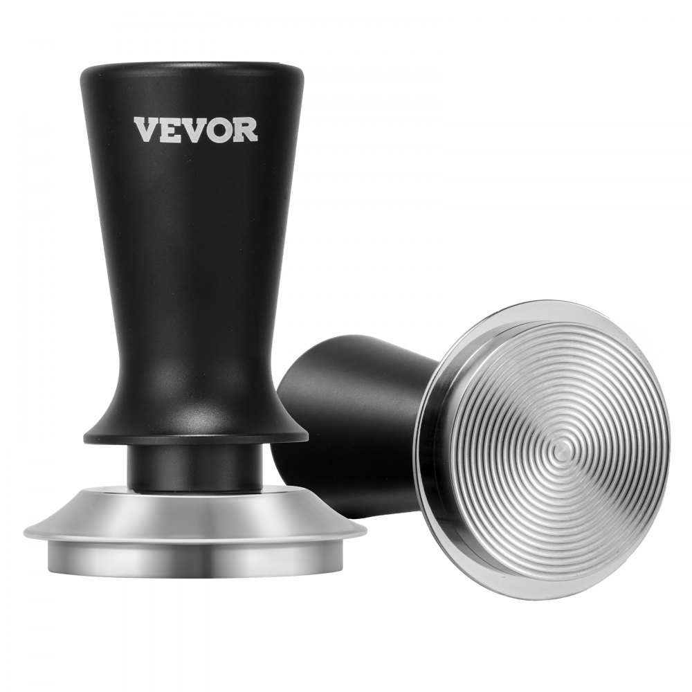 VEVOR Tamper de Café Expreso 58 mm con Resorte, Herramienta de Manipulación para Máquina de Café de Acero Inoxidable con Mango Antideslizante, Negro, Base Sólida Robusta y Apta para Alimentos
