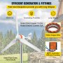 VEVOR Turbina de Viento Generador de Viento Generador de Turbina Eólica 12V 400W Aerogenerador Horizontal 3 Cuchillas 13m/s Kit de Turbina Eólica