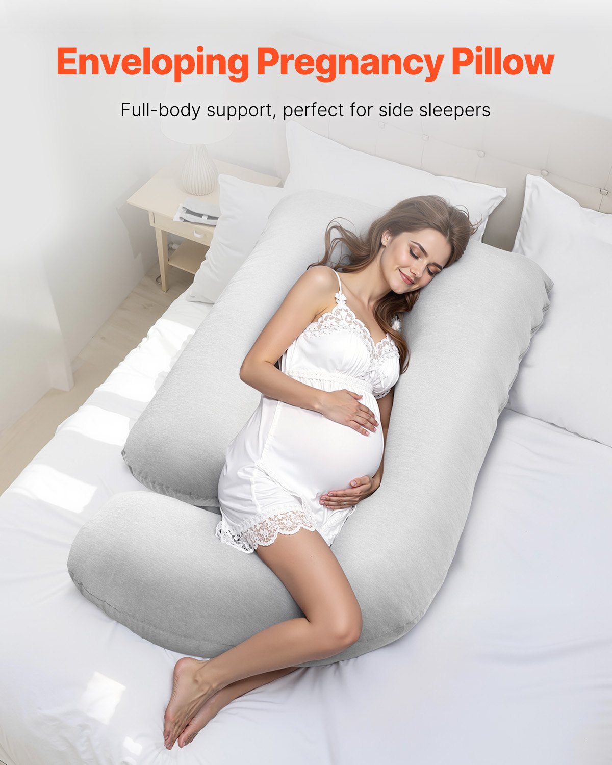 VEVOR Almohada Corporal de Maternidad en Forma de G, con Funda Extraíble y Lavable, Suaves y Transpirables para Aliviar la Espalda, el Vientre, las Caderas y las Piernas, 1320 x 680 x 200 mm
