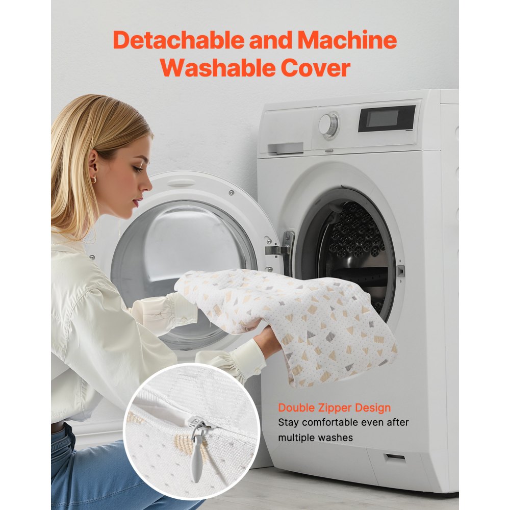 VEVOR Almohadas de Maternidad en Forma de H Ajustable para Embarazadas, Almohada Corporal Suave con Funda Extraíble y Lavable para Soporte de Espalda, Abdomen y Cadera, Liviana y Portátil, Blanco