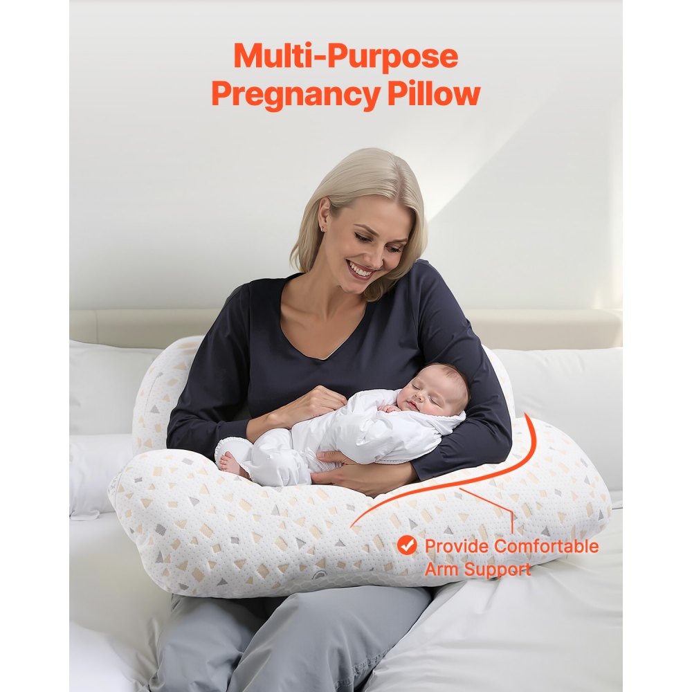VEVOR Almohadas de Maternidad en Forma de H Ajustable para Embarazadas, Almohada Corporal Suave con Funda Extraíble y Lavable para Soporte de Espalda, Abdomen y Cadera, Liviana y Portátil, Blanco